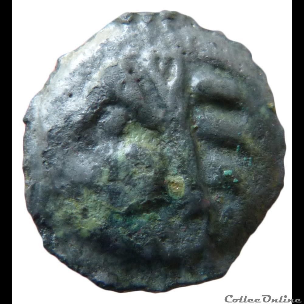 monnaie antique gauloise serie 38 classe ih potin a la tete indien