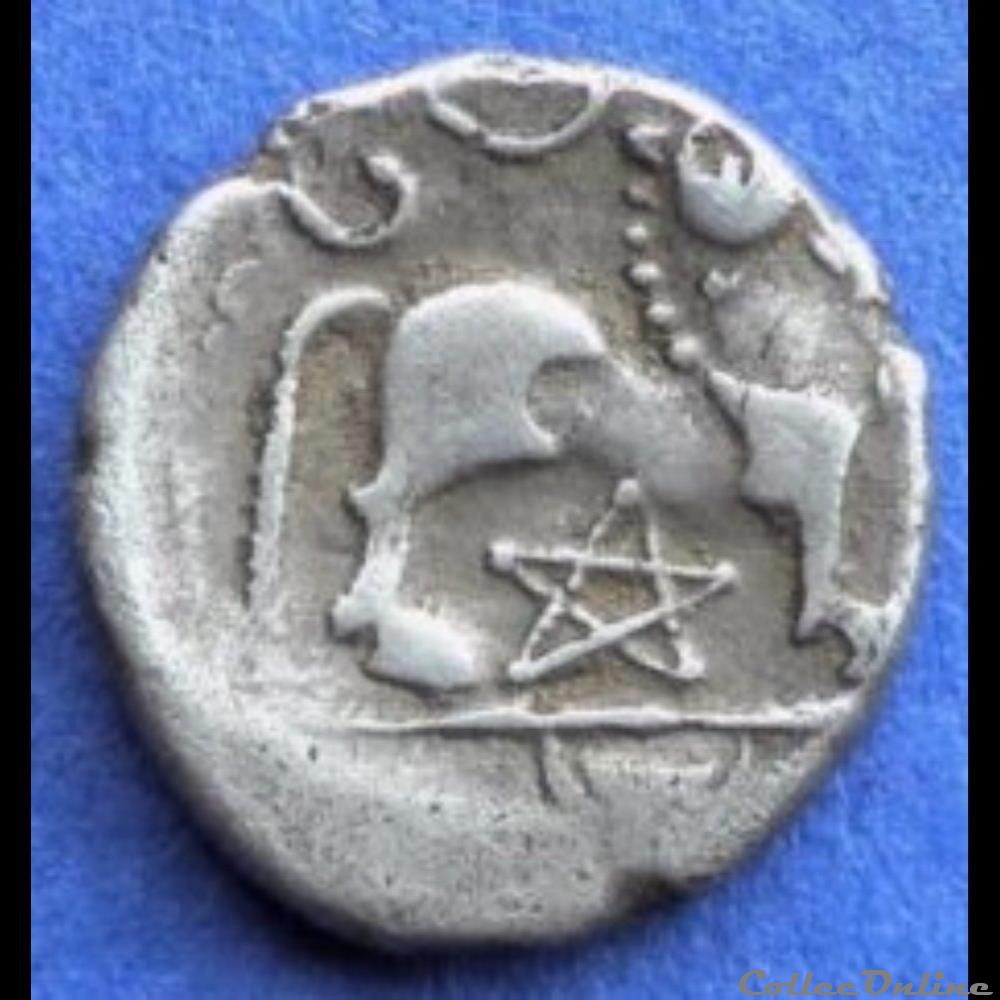 Série 83 DT 640 Quinaire ATEVLA / VLATOS au pentacle monnaie antique gauloise serie 83 dt 640 quinaire atevla vlatos au pentacle