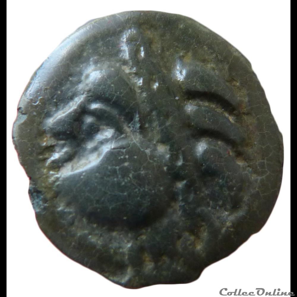 monnaie antique gauloise serie 38 classe i a potin a la tete indien