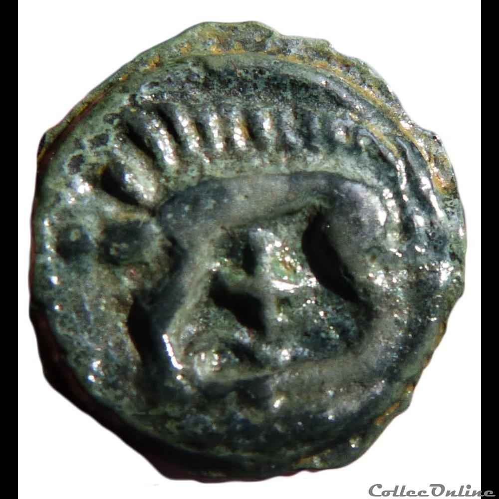 Série 38 ( classe I b ) potin à la tête d'indien monnaie antique gauloise serie 38 classe i b potin a la tete indien
