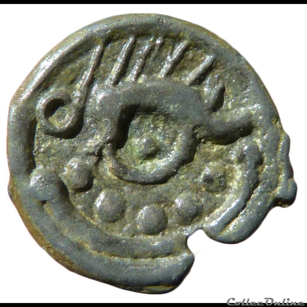 Série 59 DT 530 potin au sanglier et aux globules monnaie antique gauloise serie 59 dt 530 potin au sanglier et aux globules
