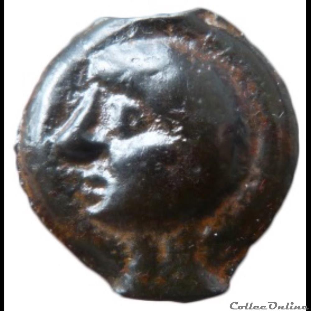 DT 228 potin tête chauve / sanglier monnaie antique gauloise dt 228 potin tete chauve sanglier