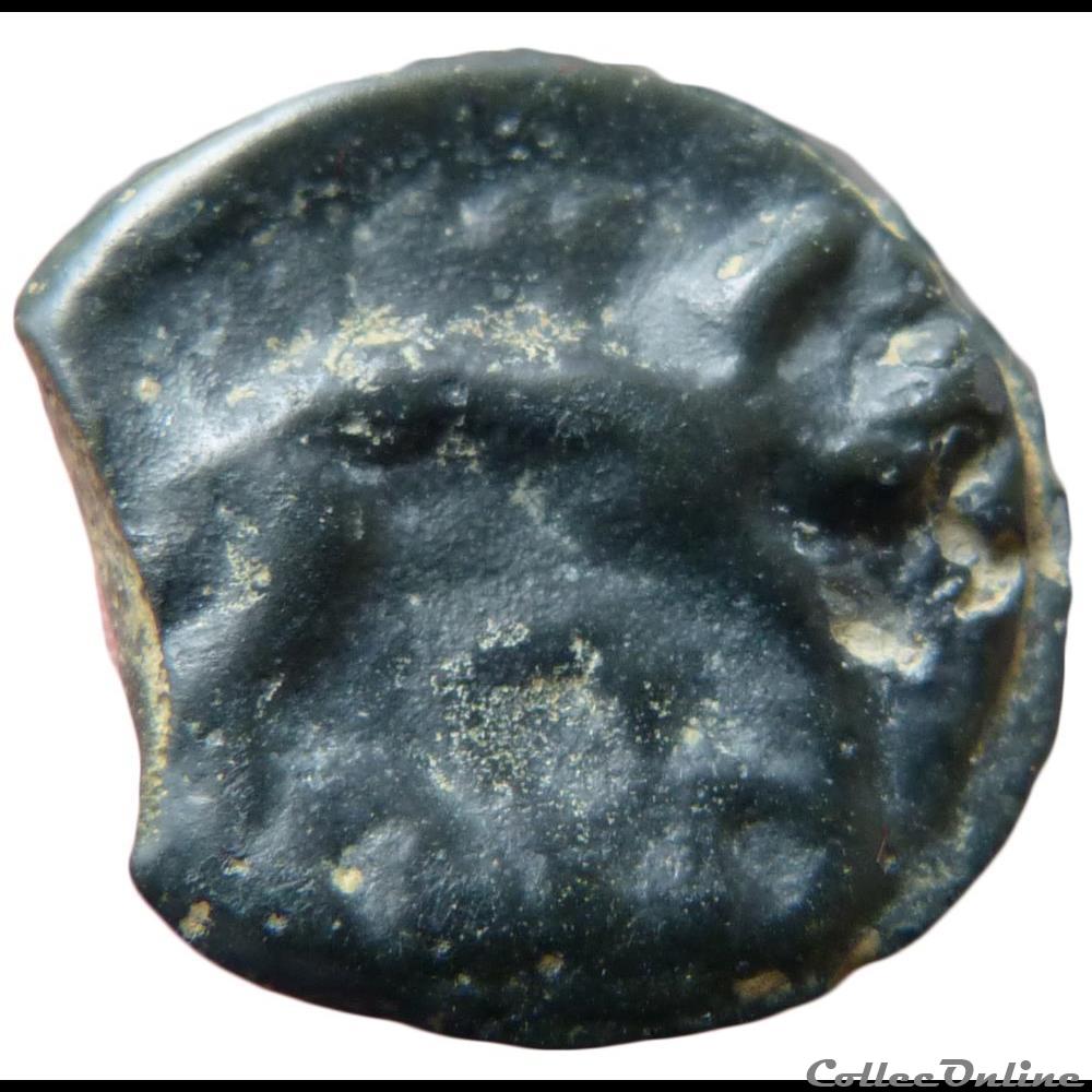 Série 38 ( classe I c ) potin à la tête d'indien / sanglier à droite monnaie antique gauloise serie 38 classe i c potin a la tete indien sanglier a droite