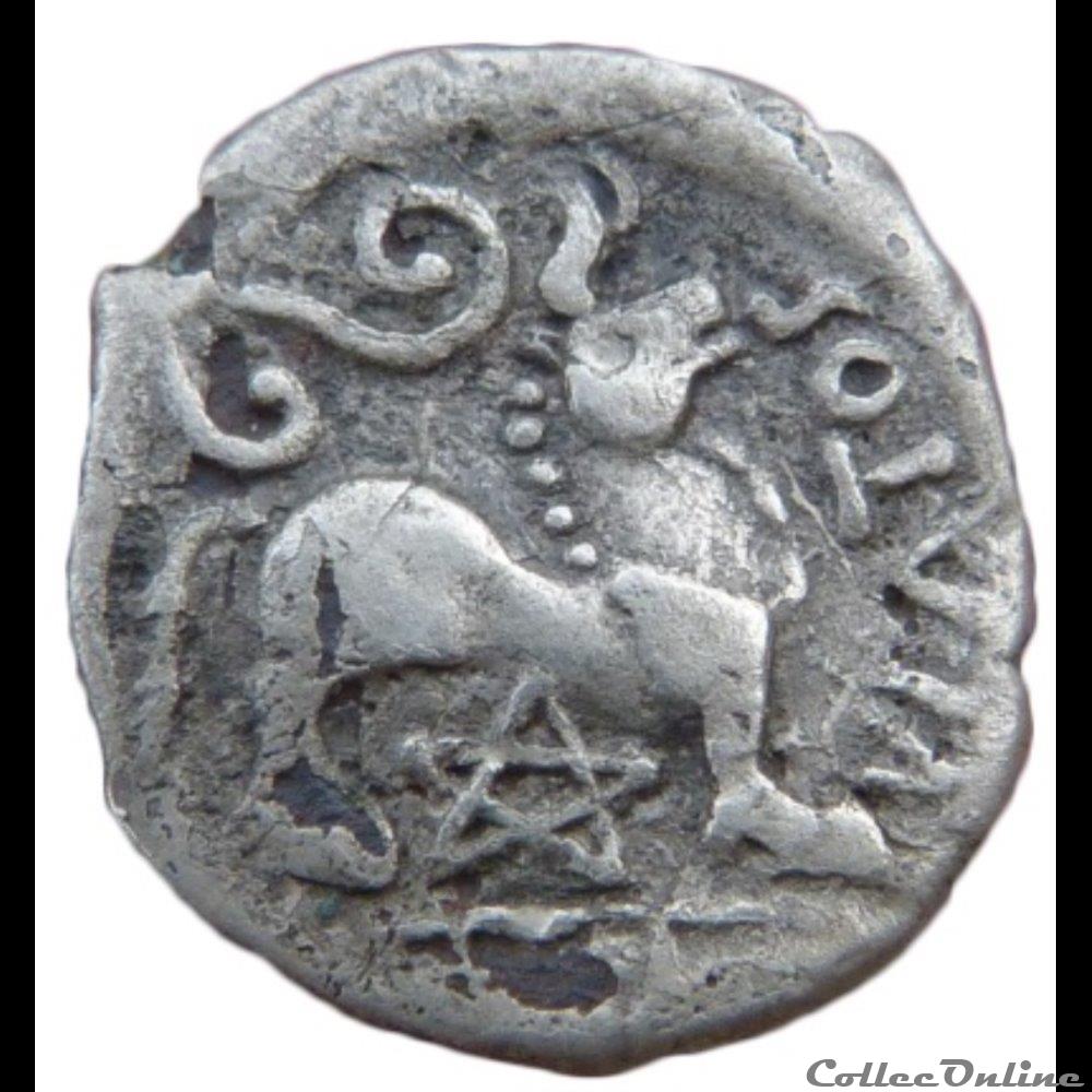 Série 83 DT 640 Quinaire ATEVLA / VLATOS au pentacle monnaie antique gauloise serie 83 dt 640 quinaire atevla vlatos au pentacle