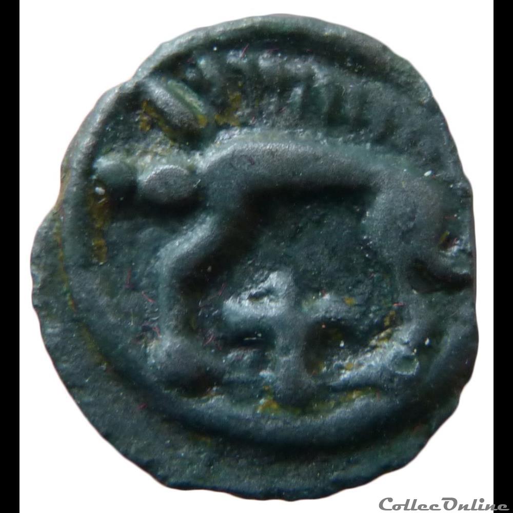 Série 38 ( classe Ih ) potin à la tête d'indien monnaie antique gauloise serie 38 classe ih potin a la tete indien