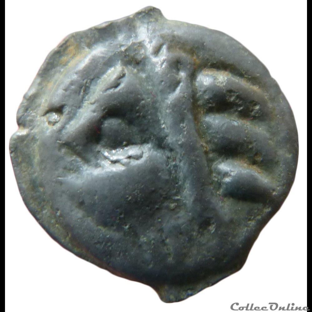 monnaie antique gauloise serie 38 classe ih potin a la tete indien