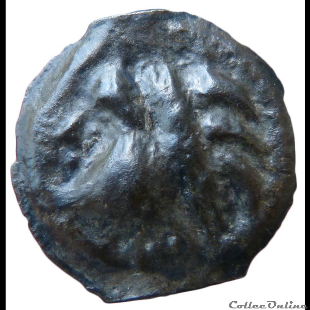 Série 38 ( classe I a ) potin à la tête d'indien monnaie antique gauloise serie 38 classe i a potin a la tete indien