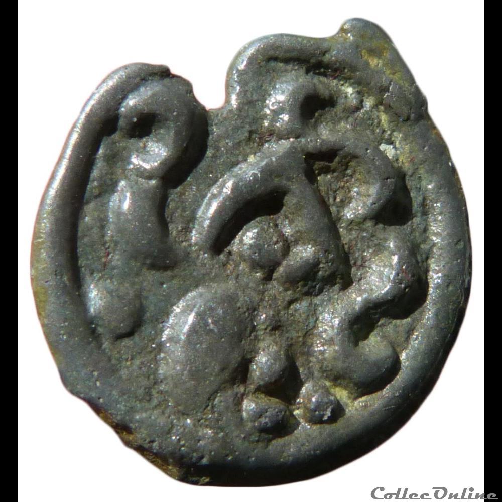 Série 59 DT 530 potin au sanglier et aux globules monnaie antique gauloise serie 59 dt 530 potin au sanglier et aux globules