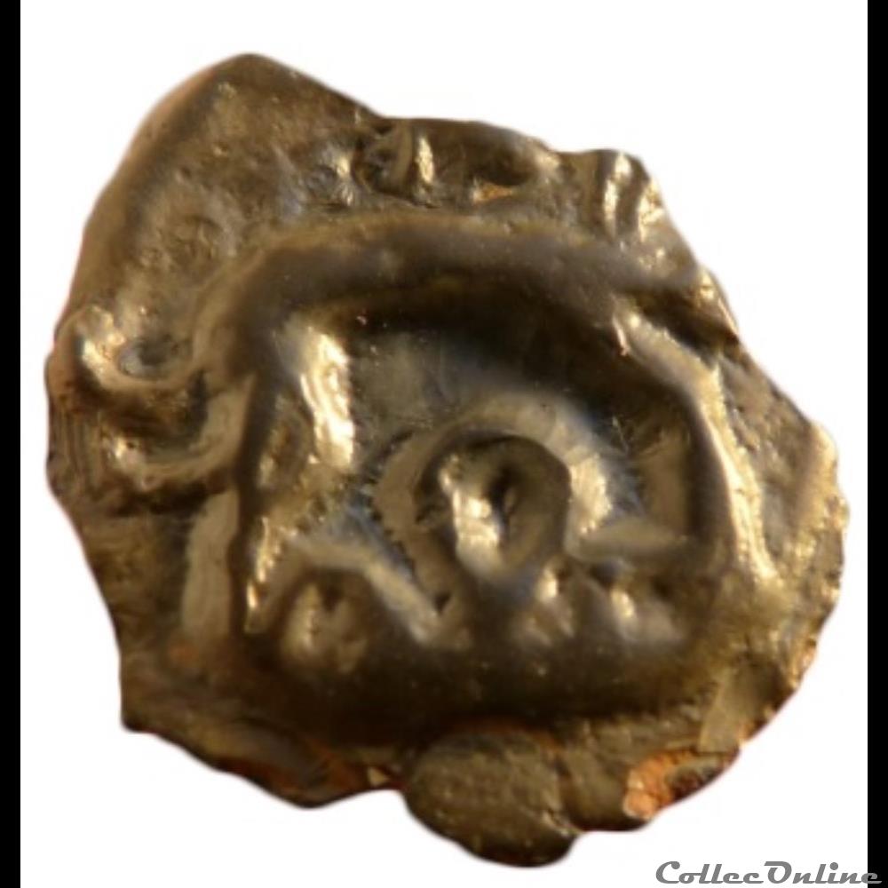 Série 38 ( classe I c ) potin à la tête d'indien / sanglier à droite monnaie antique gauloise serie 38 classe i c potin a la tete indien sanglier a droite