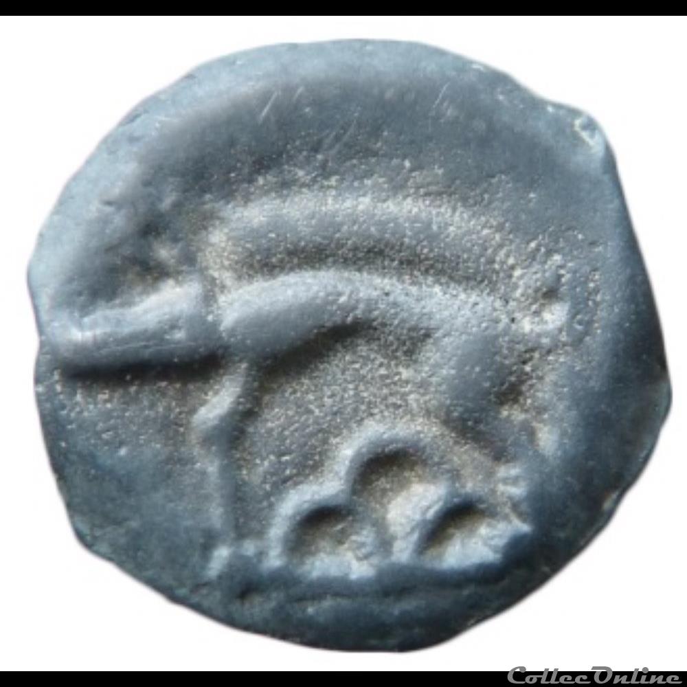 DT 228 potin tête chauve / sanglier monnaie antique gauloise dt 228 potin tete chauve sanglier