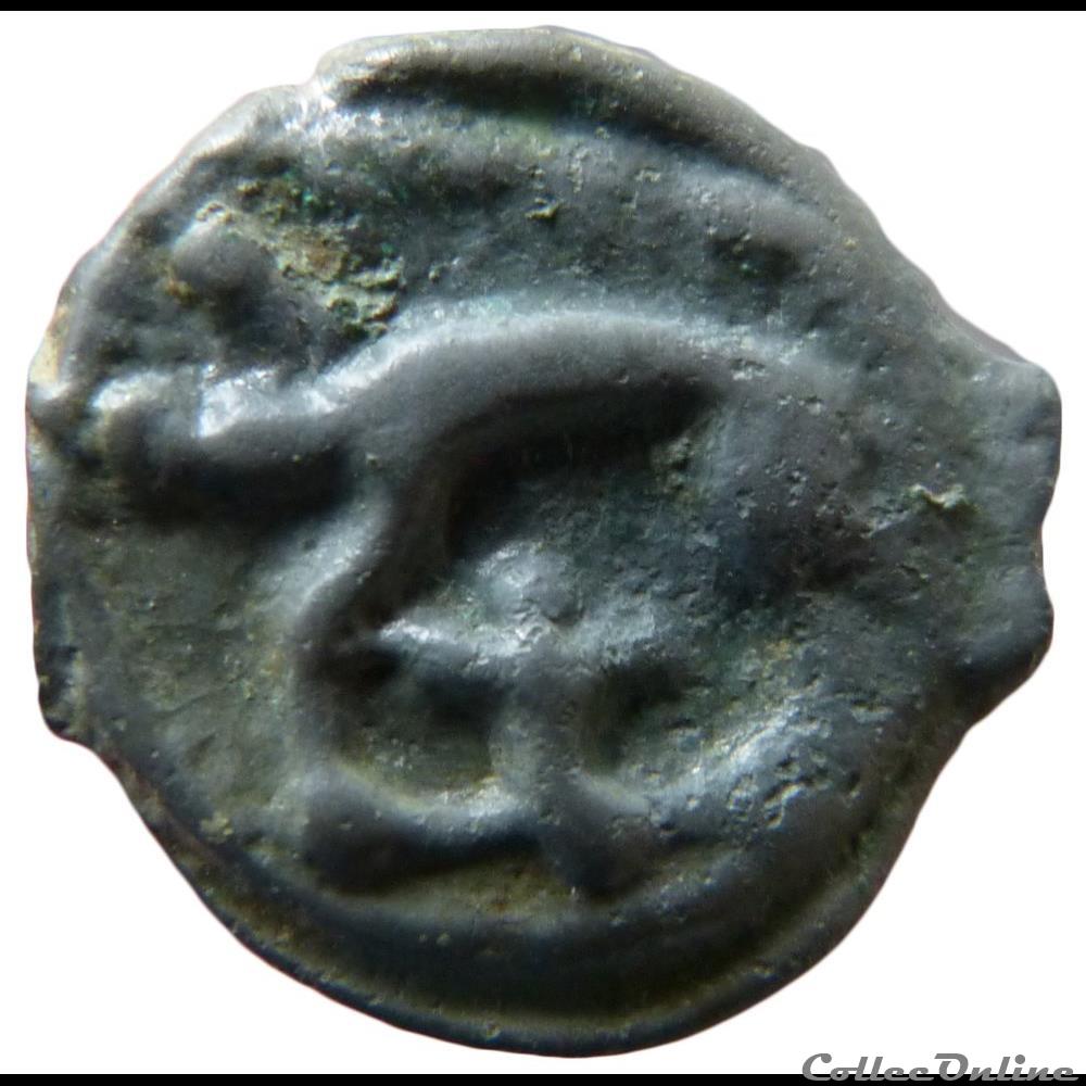 monnaie antique gauloise serie 38 classe ih potin a la tete indien