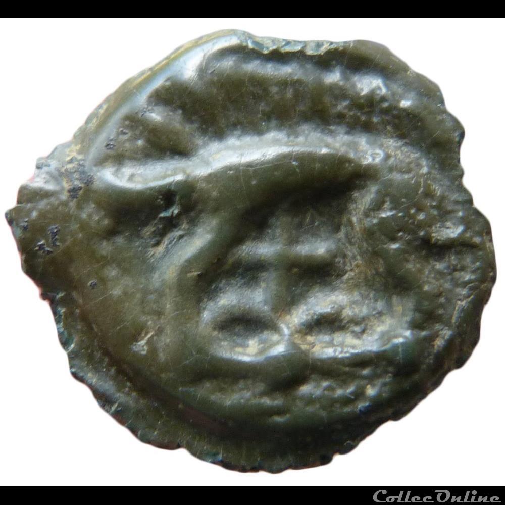 Série 38 ( classe I b ) potin à la tête d'indien monnaie antique gauloise serie 38 classe i b potin a la tete indien