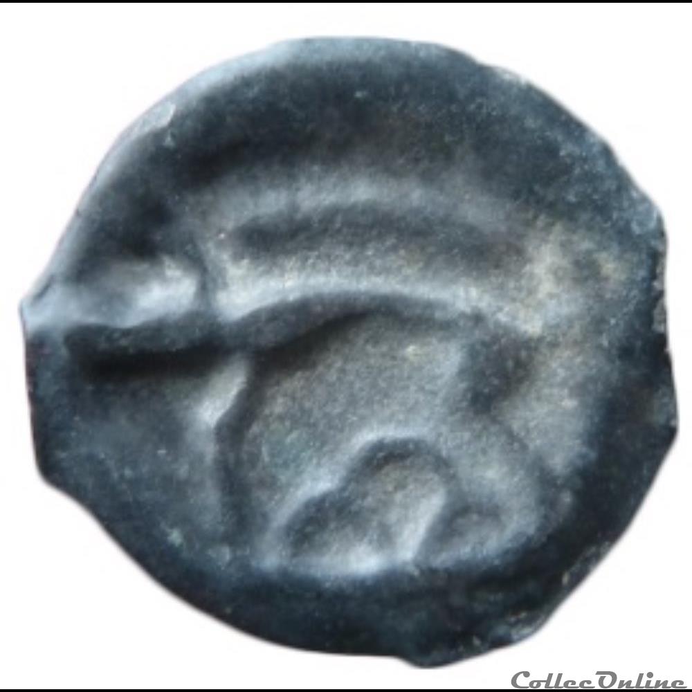 DT 228 potin tête chauve / sanglier monnaie antique gauloise dt 228 potin tete chauve sanglier