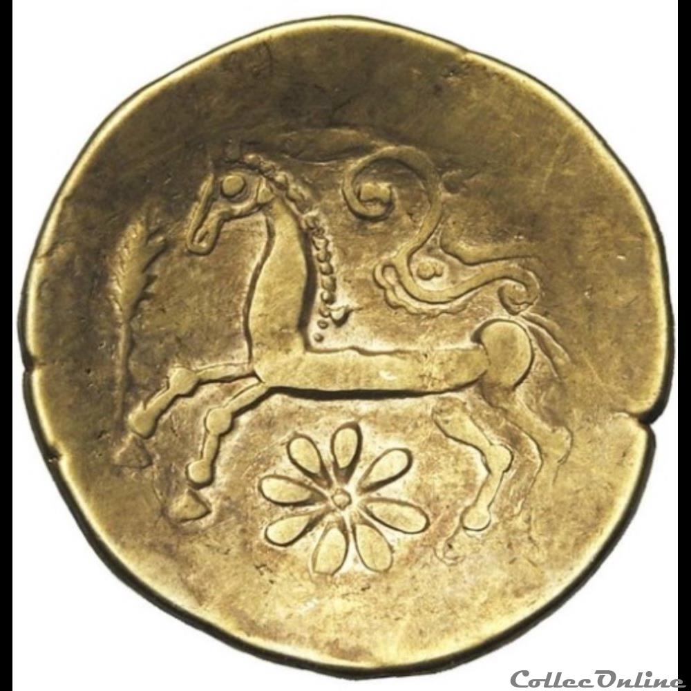 DT série 18 Statère à la tête janiforme, classse I monnaie antique gauloise dt serie 18 statere a la tete janiforme classse i