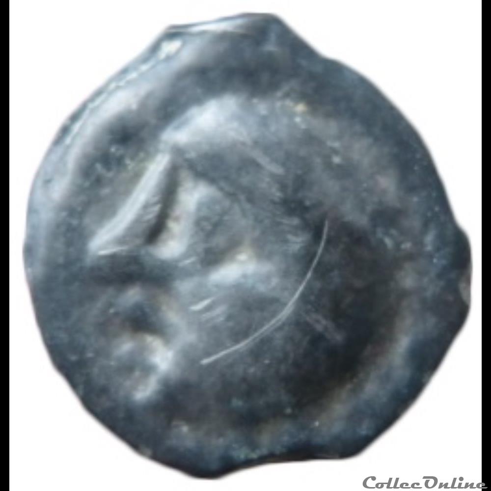 DT 228 potin tête chauve / sanglier monnaie antique gauloise dt 228 potin tete chauve sanglier