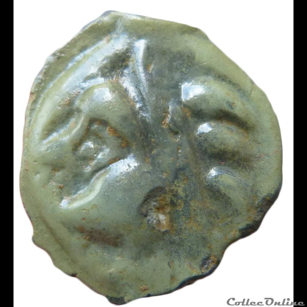 Série 38 ( classe I a ) potin à la tête d'indien monnaie antique gauloise serie 38 classe i a potin a la tete indien