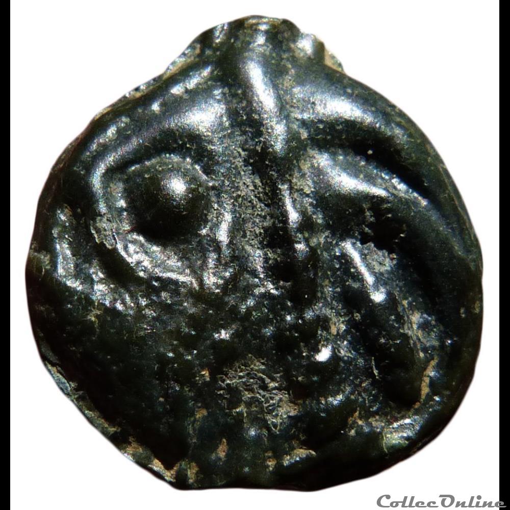 Série 38 ( classe I e ) potin à la tête d'indien monnaie antique gauloise serie 38 classe i e potin a la tete indien
