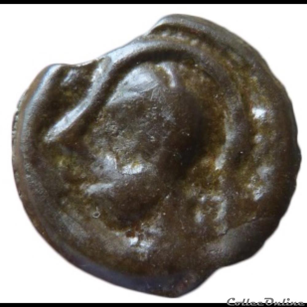 monnaie antique gauloise serie 559 dt 150 potin a la tete casquee et a la rosace