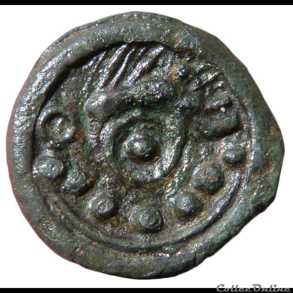 Série 59 DT 530 potin au sanglier et aux globules monnaie antique gauloise serie 59 dt 530 potin au sanglier et aux globules