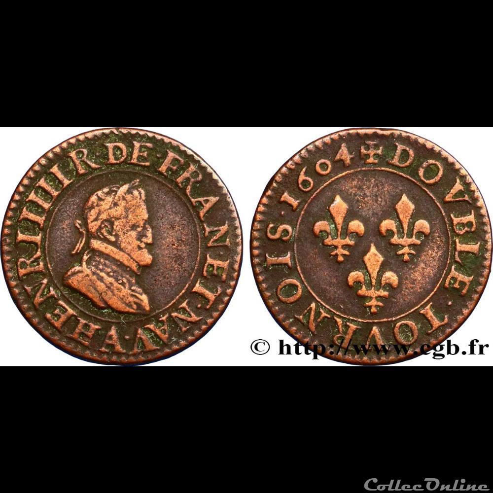 Henri IV Le Grand - Double Tournois - 2ème type - 1604 A monnaie france royale henri iv le grand double tournois 2eme type 1604 a