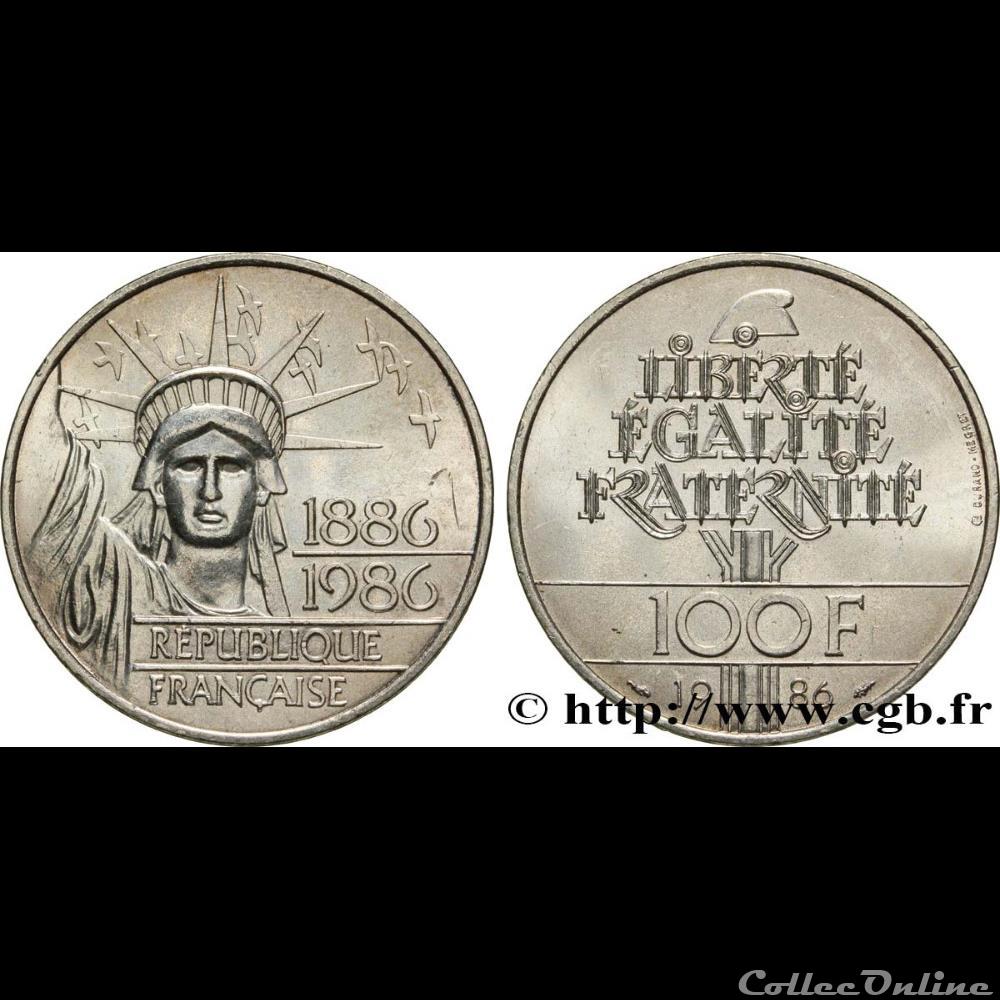 100 francs Liberté (Statue de la) 1986 monnaie france moderne 100 francs liberte statue de la 1986
