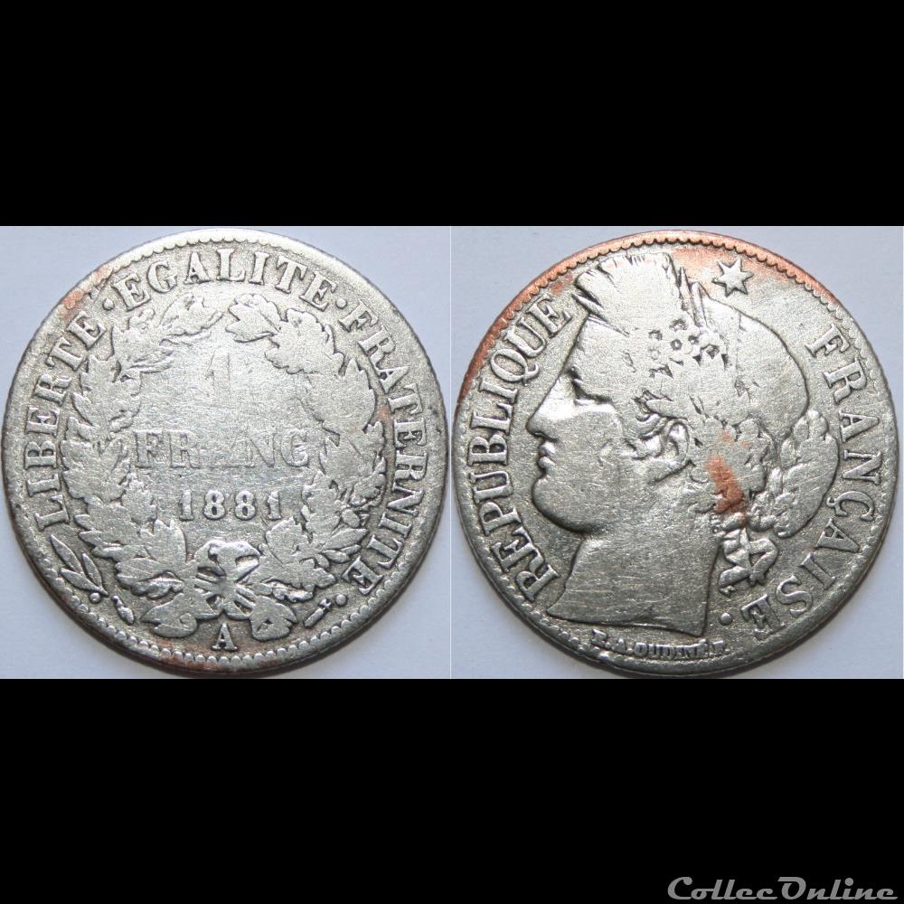 monnaie france moderne 1 franc ceres 1881 a
