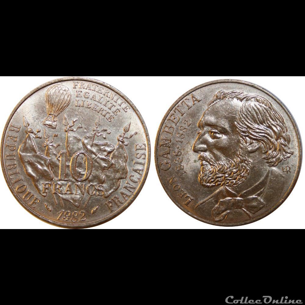 monnaie france moderne 10 francs gambetta 1982