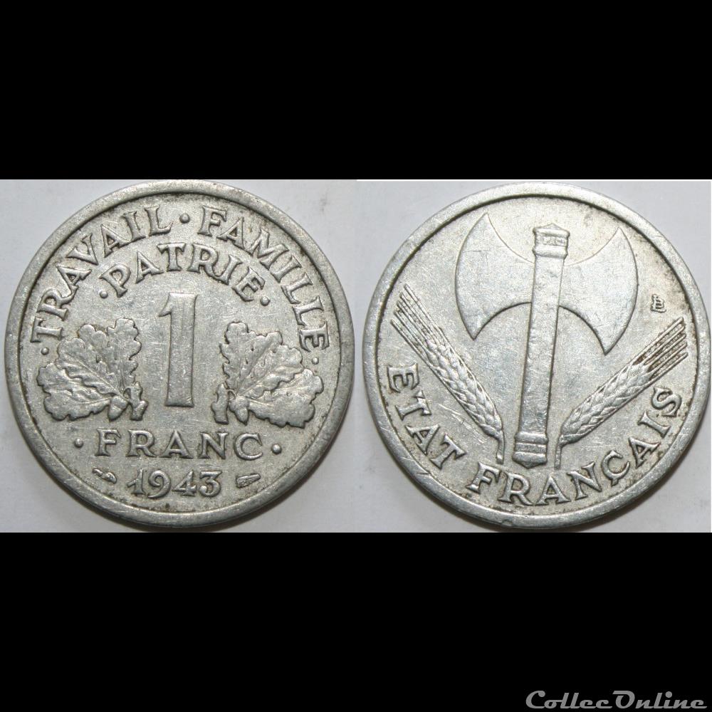 1 franc Francisque 1943 monnaie france moderne 1 franc francisque 1943