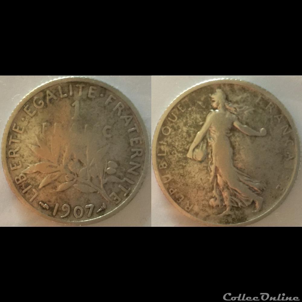 monnaie france moderne 1 franc semeuse 1907