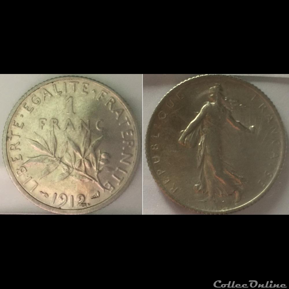 1 franc Semeuse 1912 monnaie france moderne 1 franc semeuse 1912