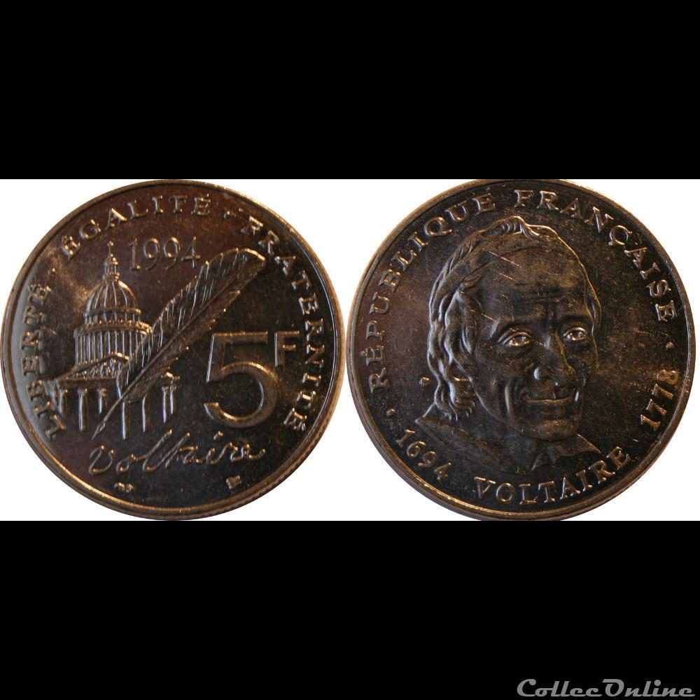 monnaie france moderne 5 francs voltaire 1994