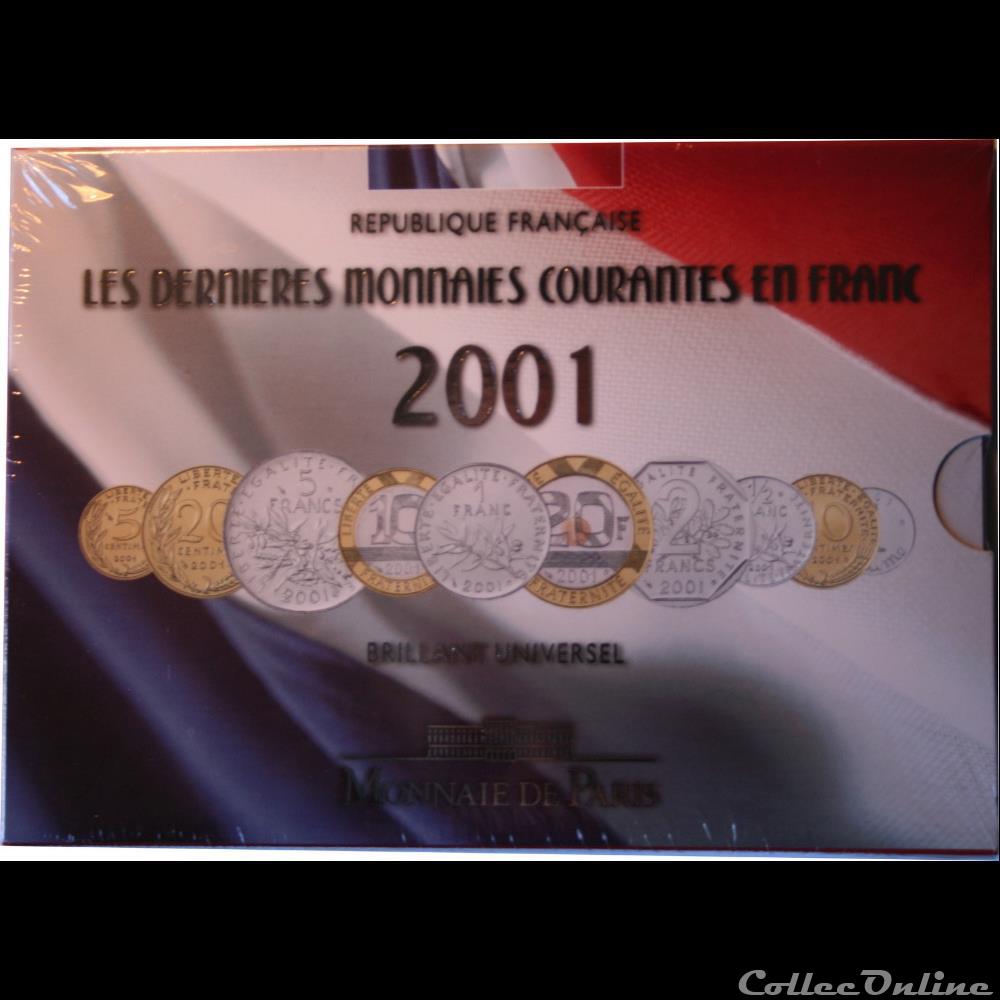 Série BU Francs 2001 monnaie france moderne serie bu francs 2001