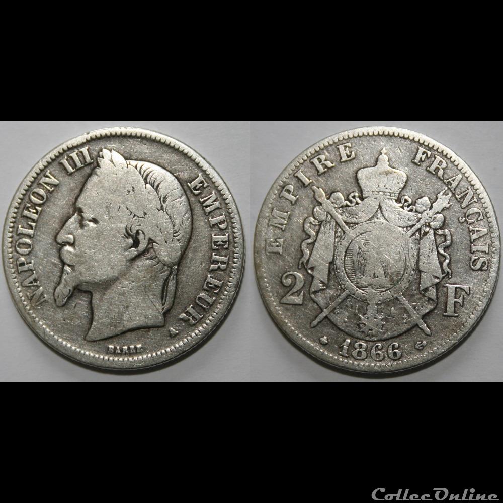 2 francs Napoléon III, tête laurée 1866 A monnaie france moderne 2 francs napoleon iii tete lauree 1866 a