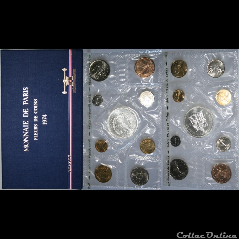 Coffret FDC Francs 1974 monnaie france moderne coffret fdc francs 1974