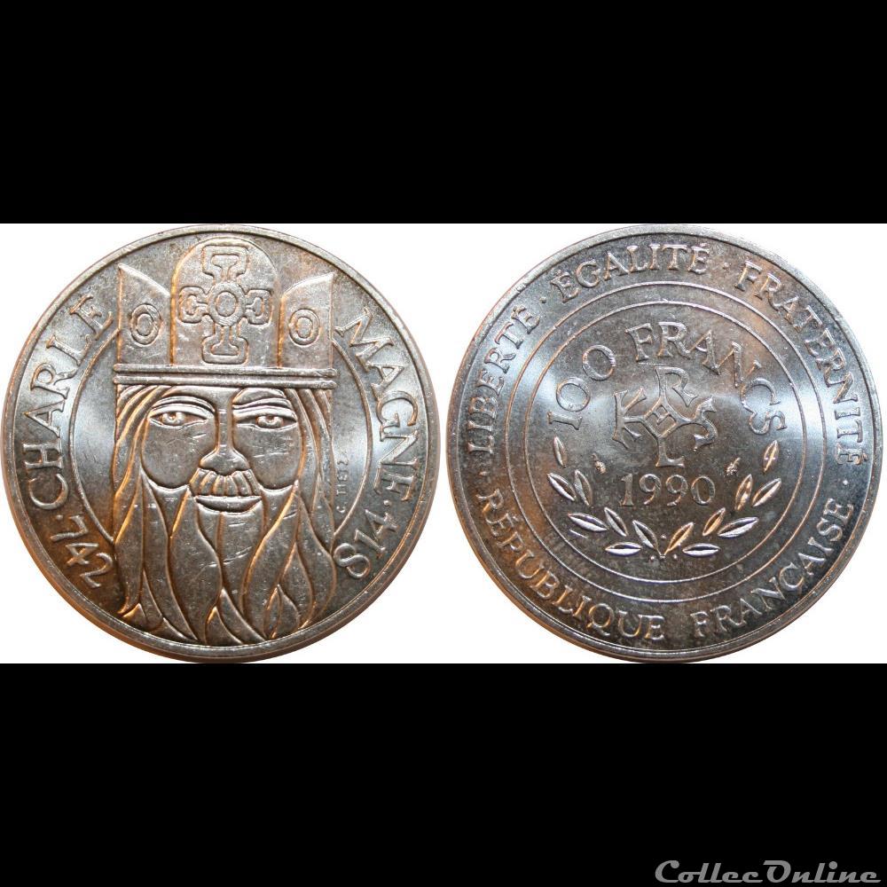 100 francs Charlemagne 1990 monnaie france moderne 100 francs charlemagne 1990