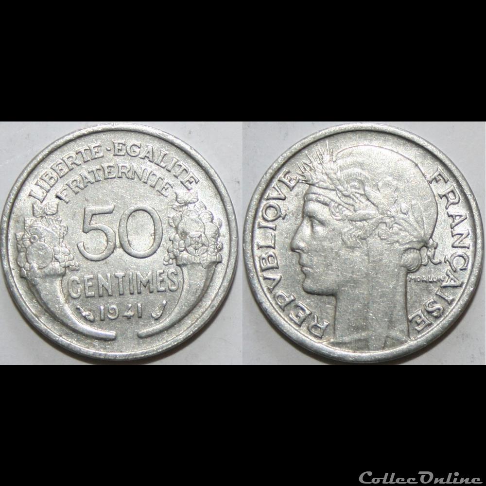 monnaie france moderne 50 centimes morlon legere 1941