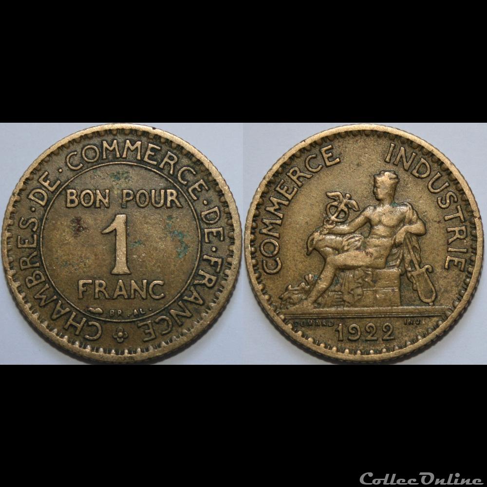 1 franc Chambres de Commerce 1922 monnaie france moderne 1 franc chambres de commerce 1922