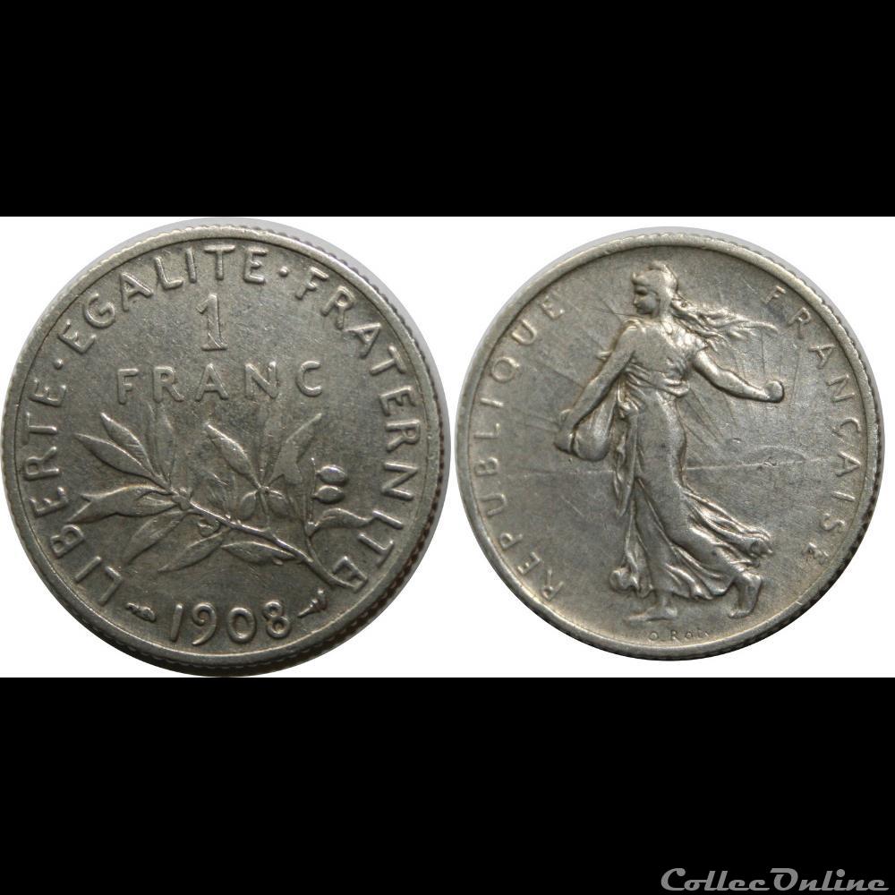 1 franc Semeuse 1908 monnaie france moderne 1 franc semeuse 1908
