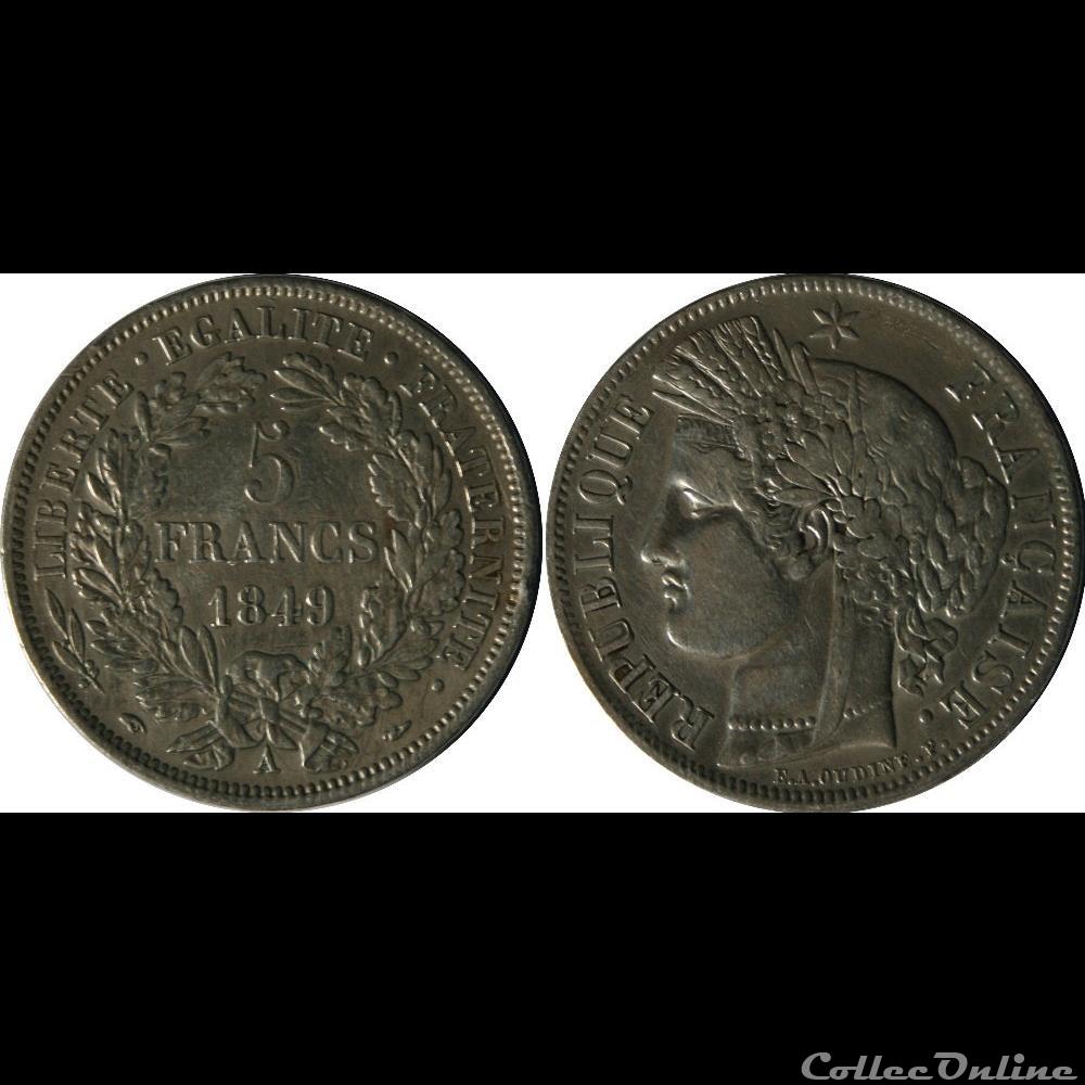 5 francs Cérès 1849 Paris monnaie france moderne 5 francs ceres 1849 paris