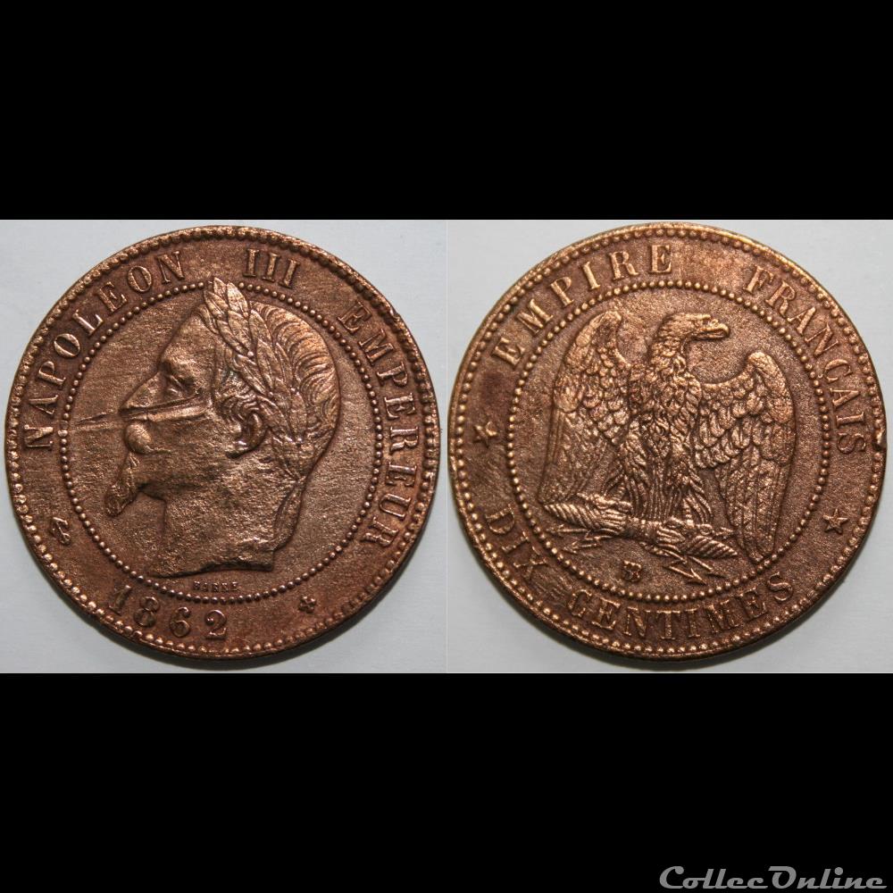 10 centimes Napoléon III, tête laurée 1862 BB monnaie france moderne 10 centimes napoleon iii tete lauree 1862 bb