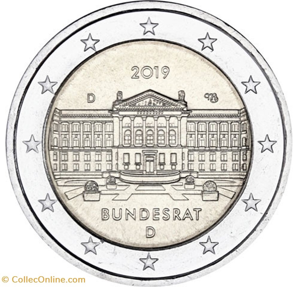 Allemagne - 70° anniversaire de la fondation du Bundesrat (D) monnaies euros allemagne 70 anniversaire de la fondation du bundesrat d