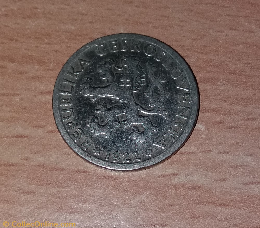 1 Koruna 1922 monnaie monde republique tcheque 1 koruna 1922