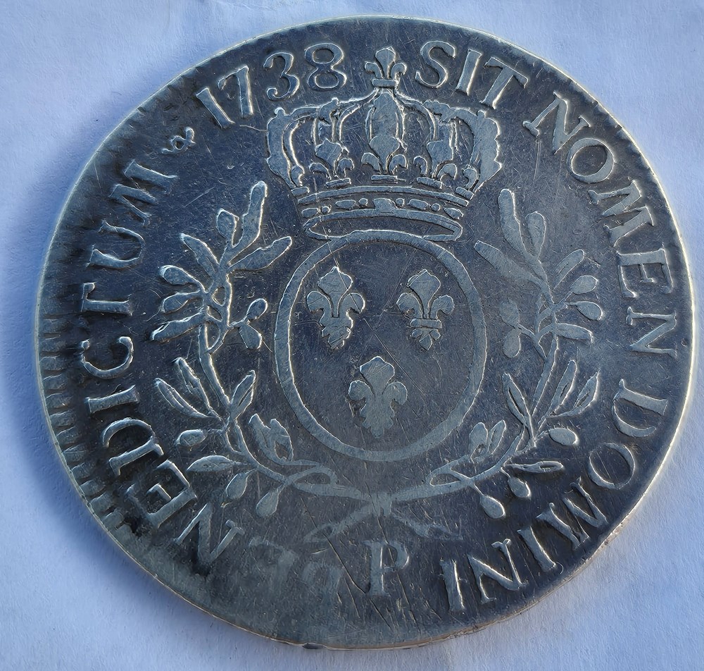 Ecu de louis XV de 1738 P pour dijon monnaies europe medievale a france royales ecu de louis xv de 1738 p pour dijon