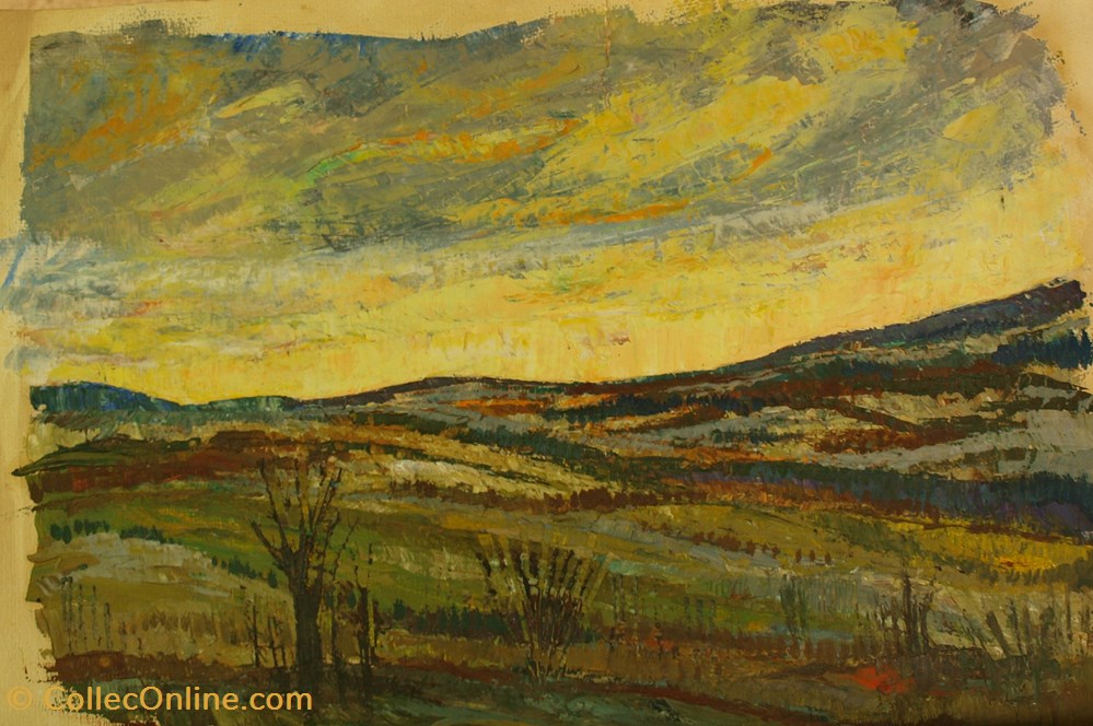 art antiquites peintures dessins paysage travail au couteau