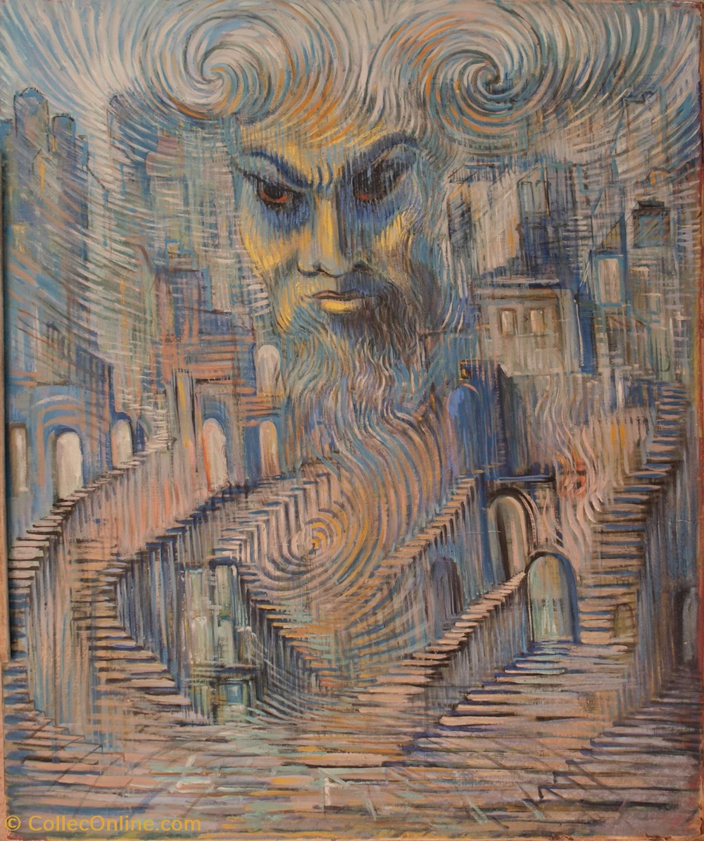 Le dieu Pan dans la ville / Début 1960 art antiquites peintures dessins le dieu pan dans la ville debut 1960