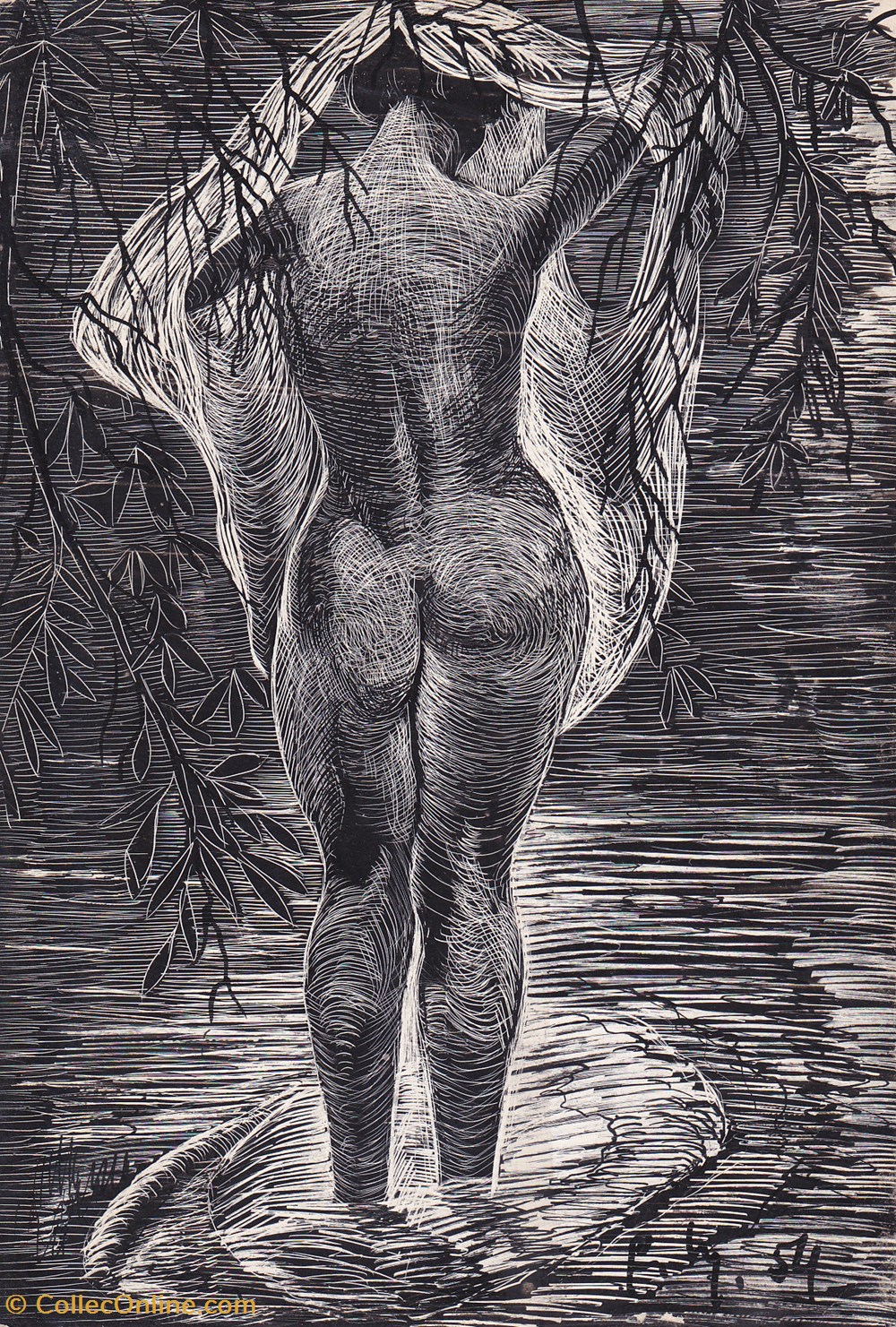 Baigneuse / 1954 art antiquites peintures dessins baigneuse 1954