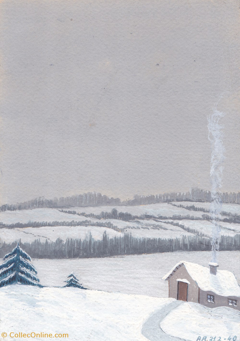 Paysage sous la neige / 31 - 03 - 1940 Mobilisation art antiquites peintures dessins paysage sous la neige 31 03 1940 mobilisation