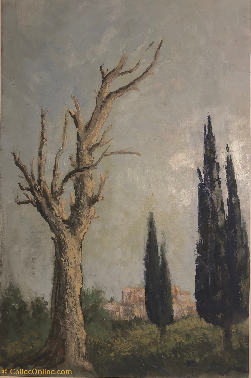 art antiquites peintures dessins arbre mort et cypres annees 1970