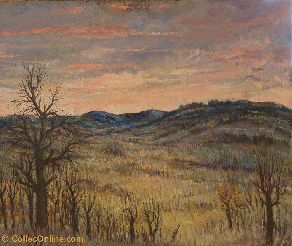 art antiquites peintures dessins paysage avec arbres morts