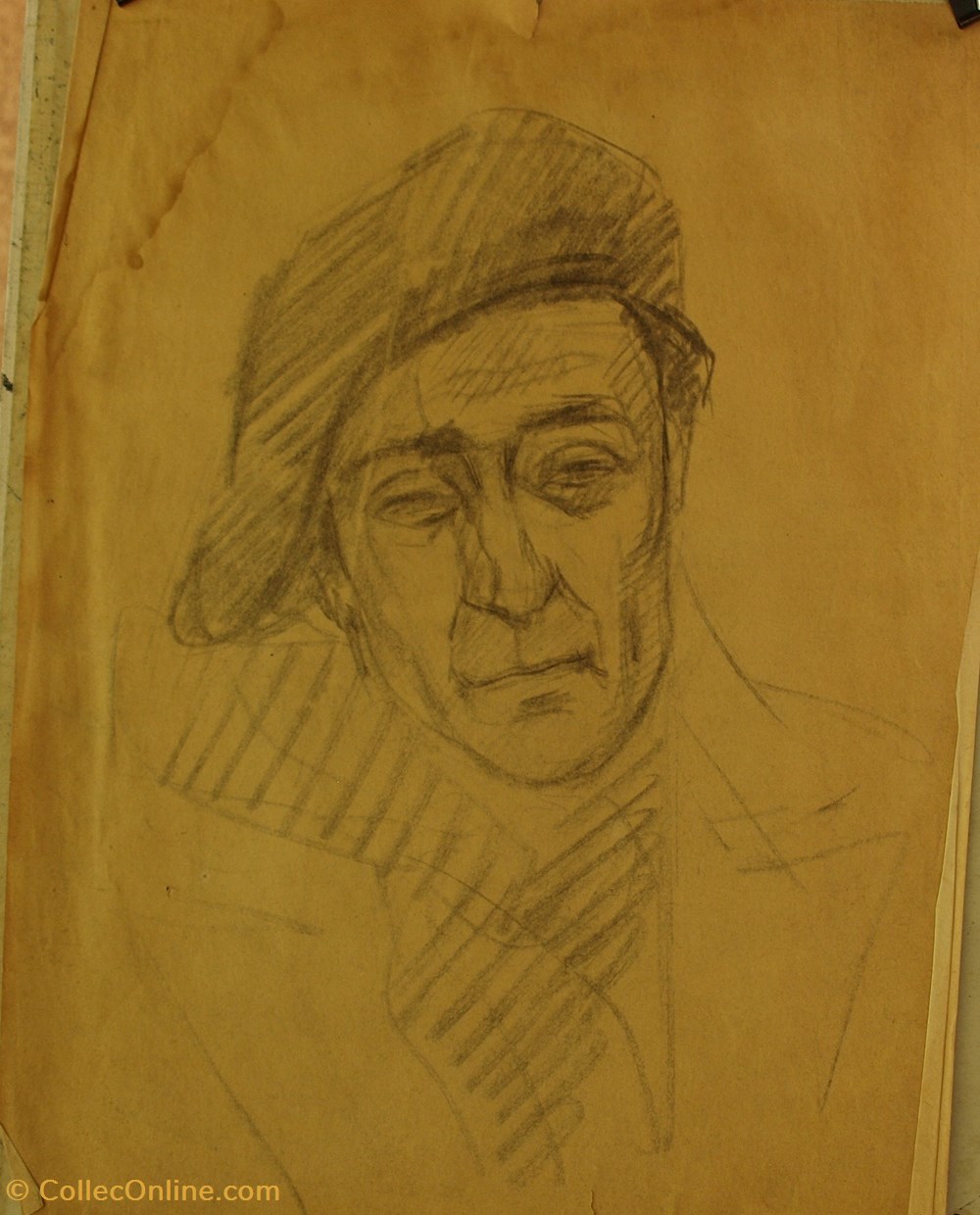 art antiquites portrait homme a casquette annees fin 1930